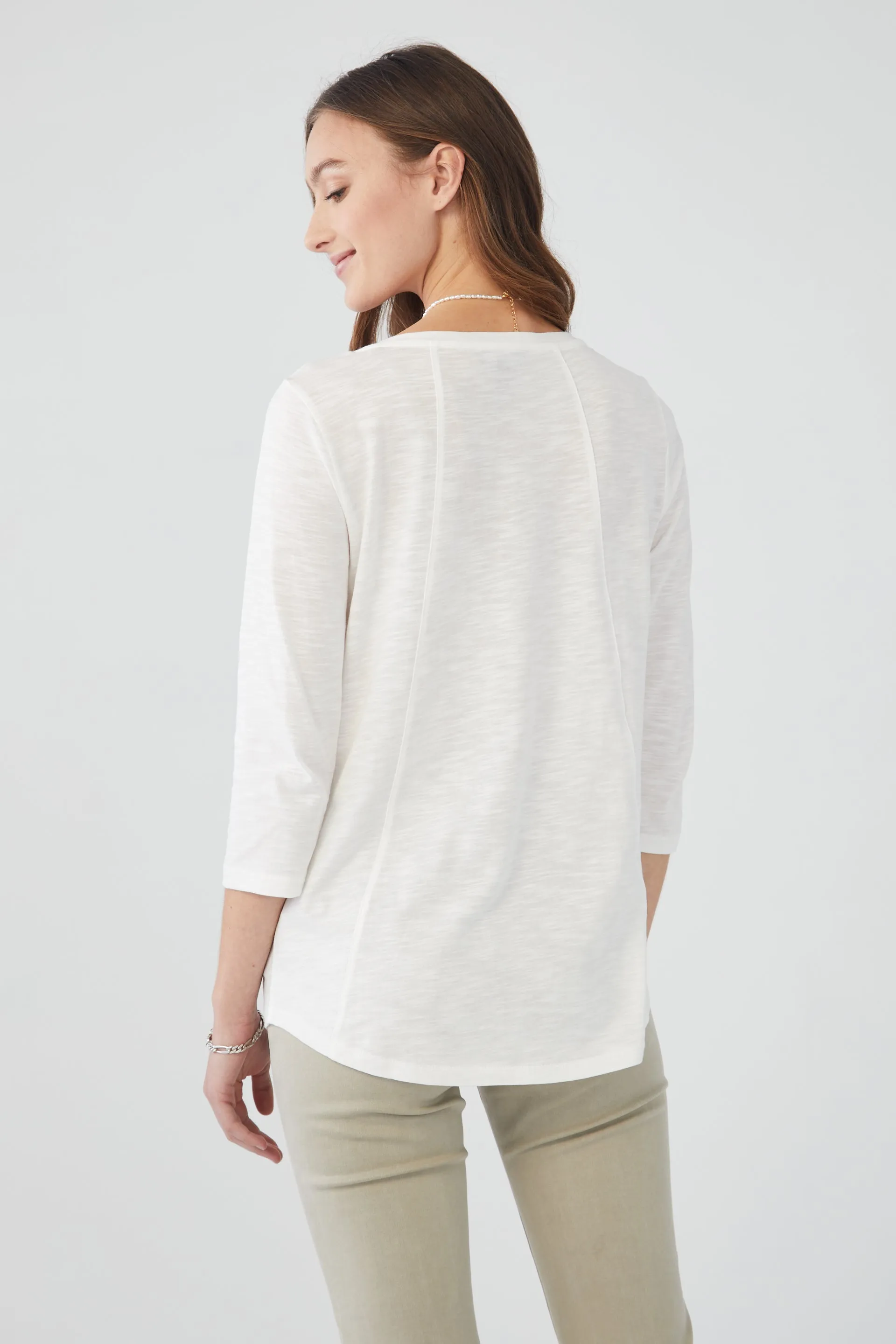 V-Neck Top in Solid Slub Jersey
