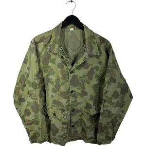 Vintage Military Distressed Camo Button Up