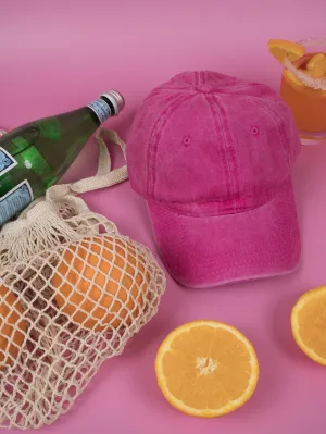 Vintage Washed Cap - 100% Cotton - Byron Bay - Bubblegum Pink