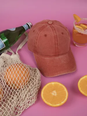 Vintage Washed Cap - 100% Cotton - Byron Bay - Burnt Orange