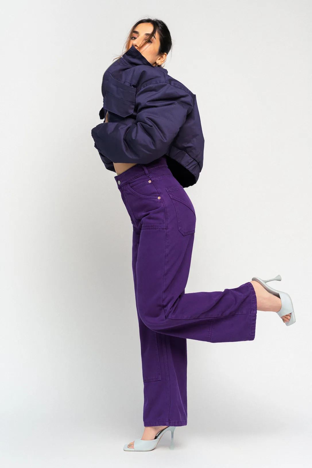 Violet Panelled Straight Jeans
