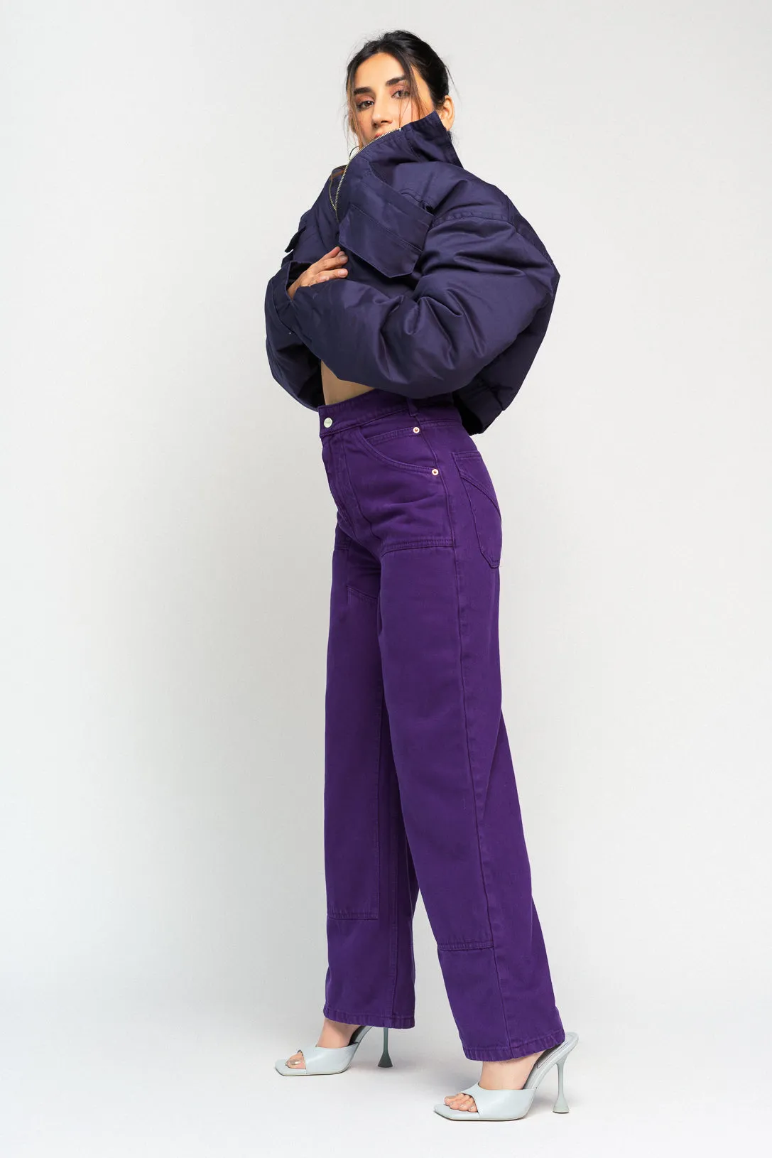 Violet Panelled Straight Jeans