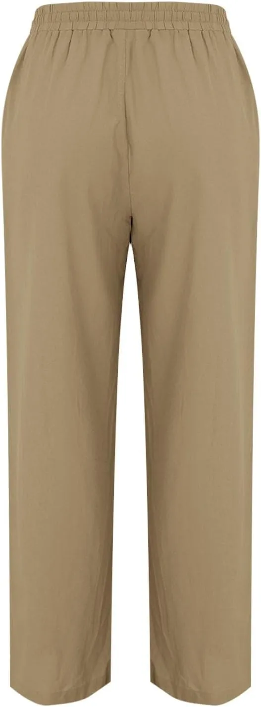 Women Linen Pants Wide Leg Drawstring High Waisted Pants Summer Flowy Lounge Beach Trousers with Pockets