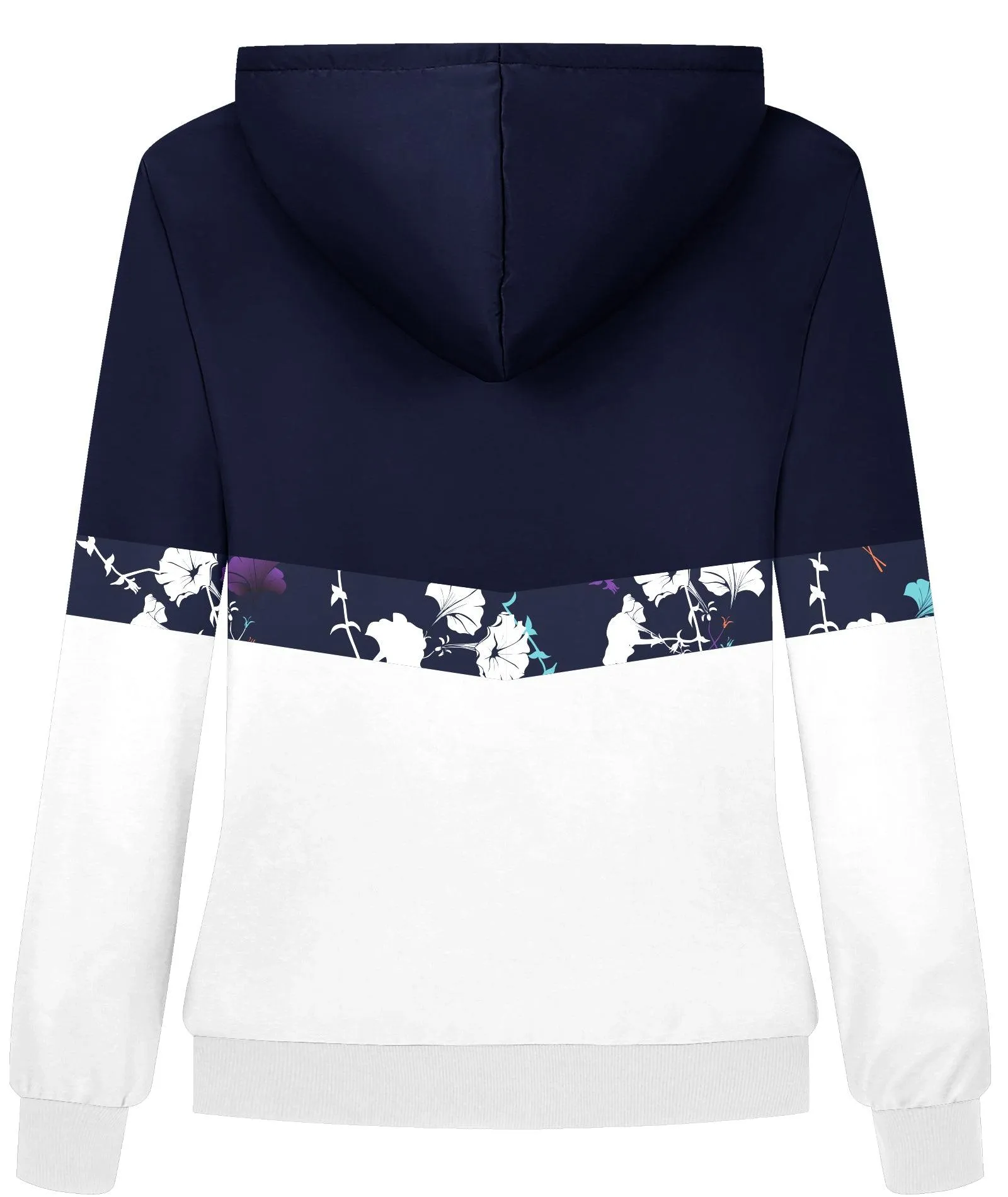 Women's Fleece Lined Drawstring Zip-Up Printed Hoodie-ZPK006158