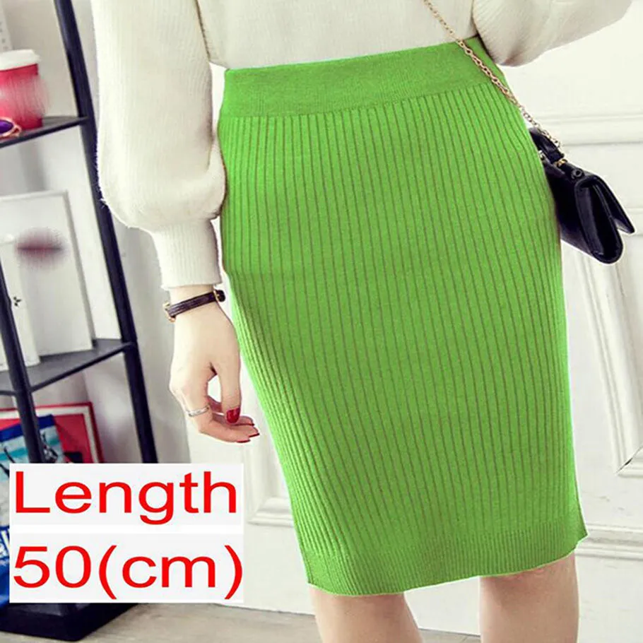 Women's Knee Length Stretchy Skirt for Office Work Hips-Wrapped Skirts