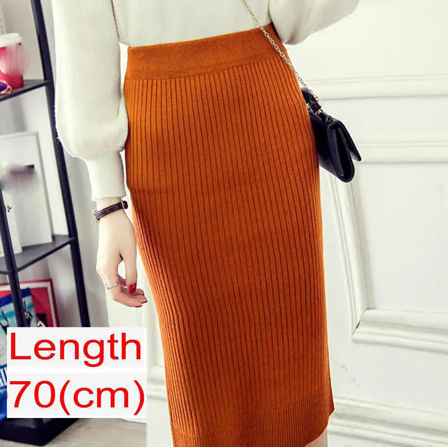 Women's Knee Length Stretchy Skirt for Office Work Hips-Wrapped Skirts