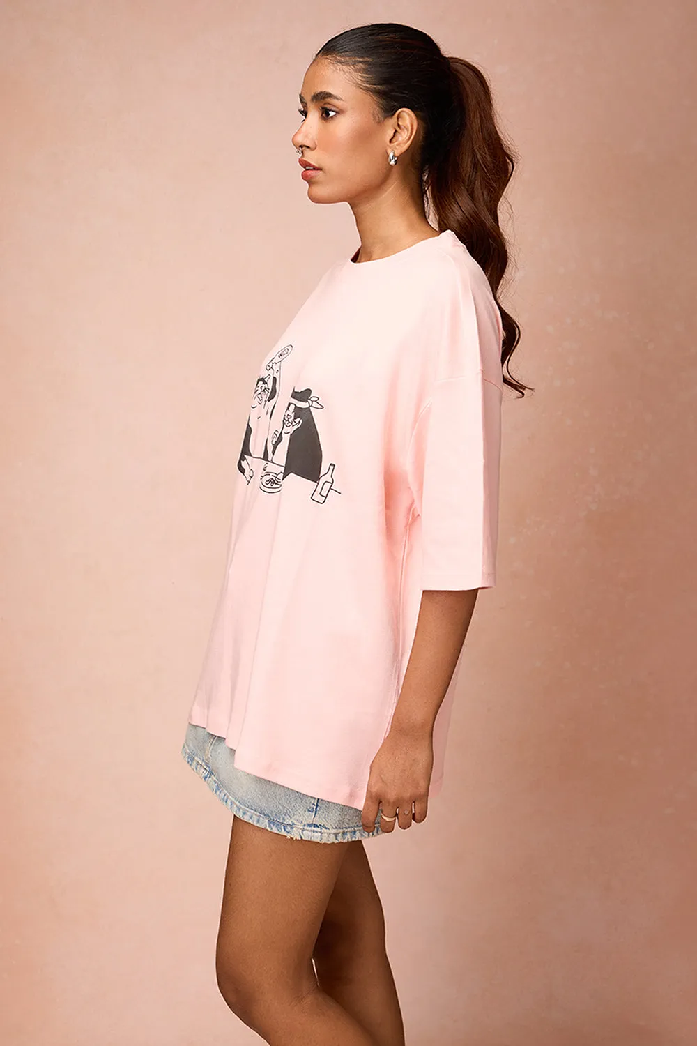 Women's Two Cats Behind Me Pink T-Shirt
