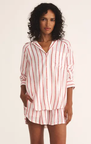 Z Supply Perfect Linen Stripe Top in Cabana Red